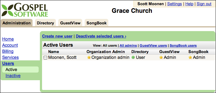 Gospel Software user list